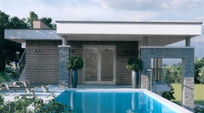 Moderna villa singola in fase di realizzazione.