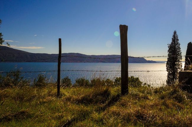 Ancient stone hamlet with lake view