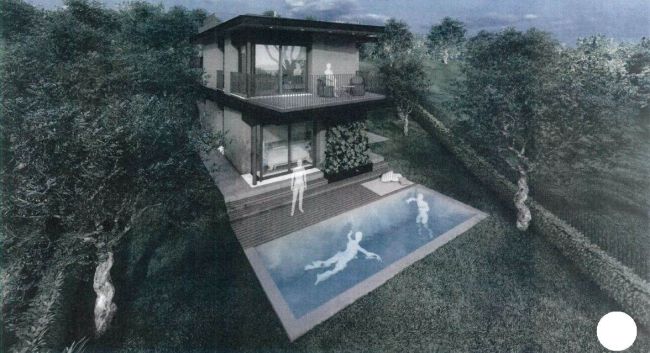 Terreno edificabile pe villa con piscina e vista lago.