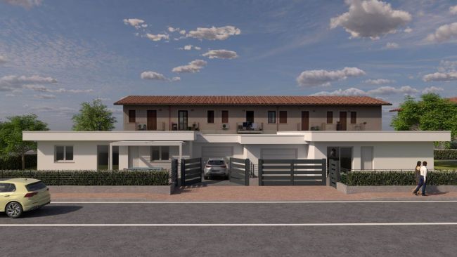 Villa bifamiliare di nuova costruzione a Puegnago del Garda con giardino privato e garage